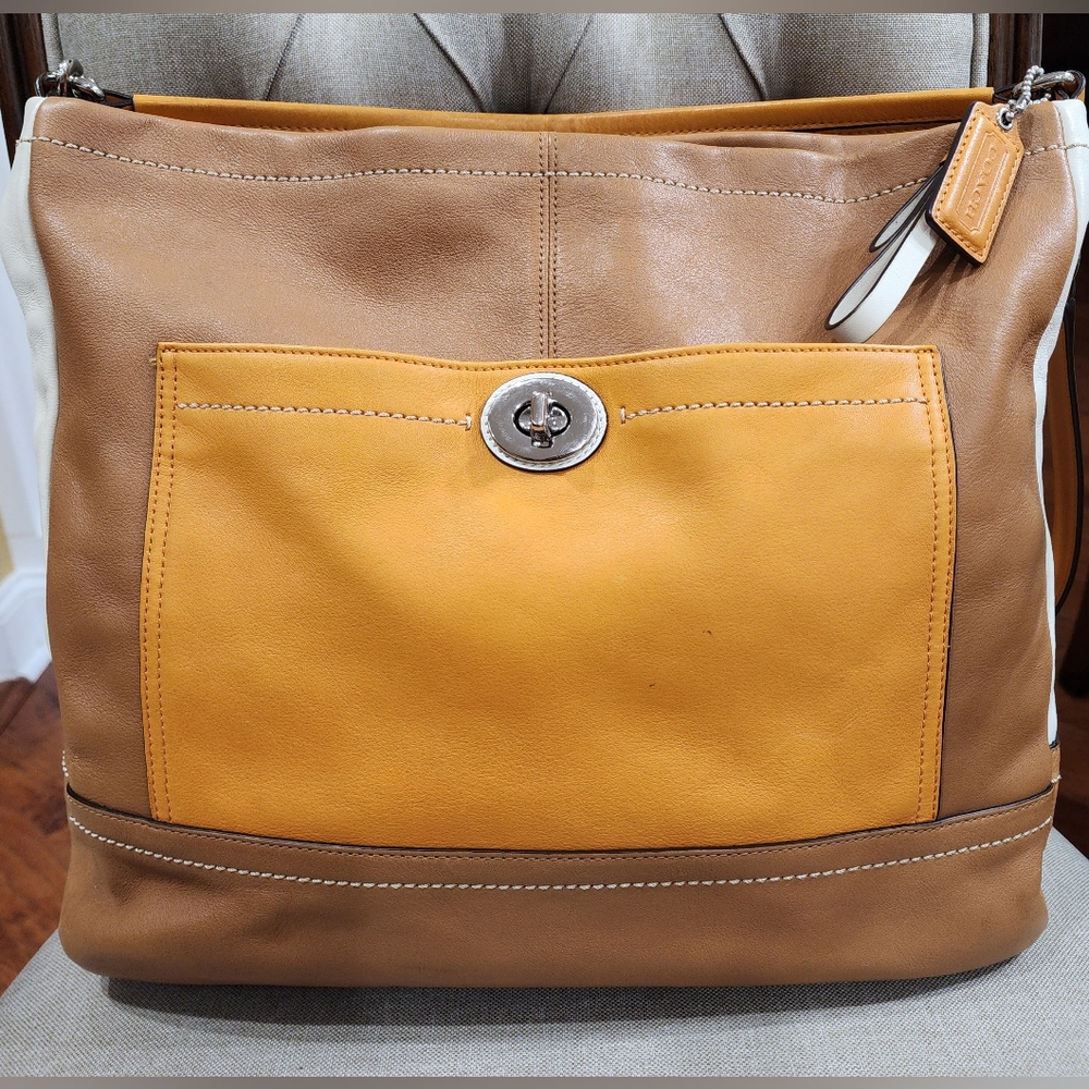 Authentic Coach Leather Park Colorblock Hobo